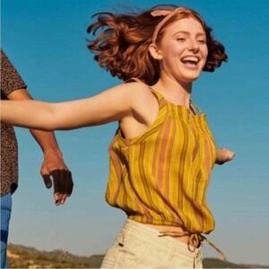 NEW PRANA women medium Little Palm Cami Organic Leapfrog Stripe